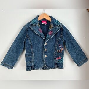 Vintage Barbie Y2K Jean Jacket with Embroidery Size 4 Girls